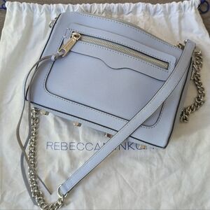 Rebecca Minkoff Blue Saffiano Leather Chain-Trim Crossbody Bag